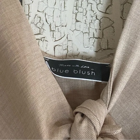 Blue Blush tie front button front midi dress BD9146 - Picture 6 of 12